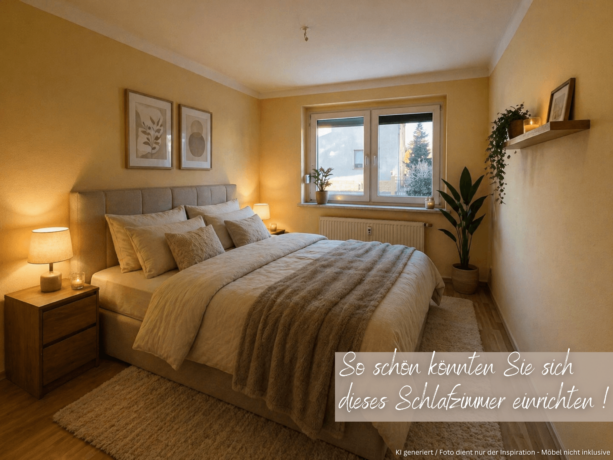 Schlafzimmer mit Möblierungsvorschlag